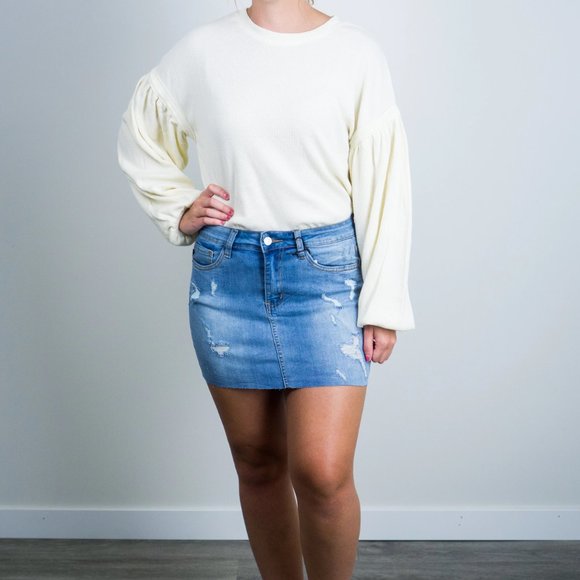 Z Supply Gathered Sleeve Thermal Waffle Top - Picture 2 of 11